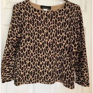 Jones New York Vintage Women’s Leopard Print Jersey Top size S”